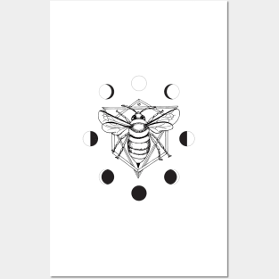 Moon Bee - Black &amp; White Posters and Art